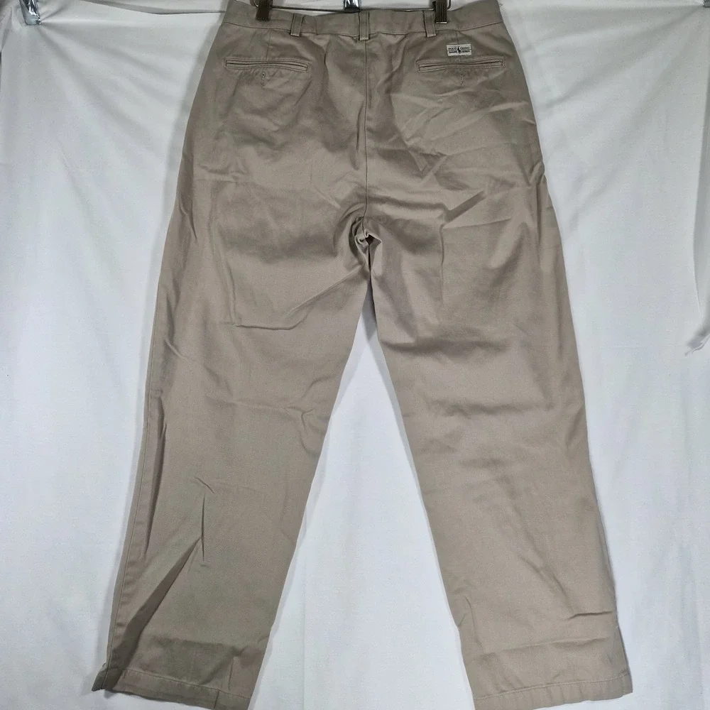 Vintage Polo Ralph Lauren Andrew Pant Khaki Pleated Chino Pants Mens 36x30